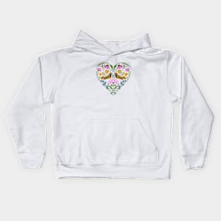 Folk Art Love Birds Kids Hoodie